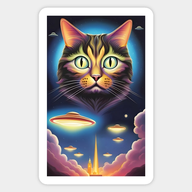 Cat UFO Invaders Sticker by roswellboutique